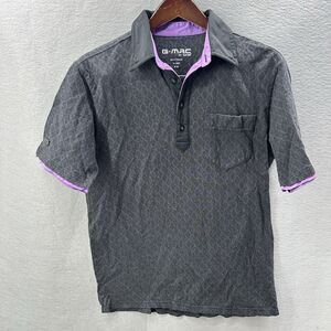 G Mac Kartel Polo Shirt Mens Medium Stretch Performance Gray Purple Preppy Dad